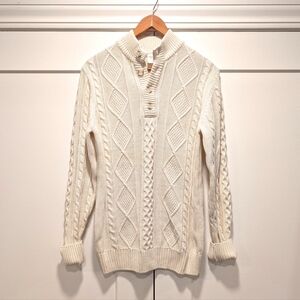 GYMBOREE men's cable knit pull-over collared ivory sweater size small